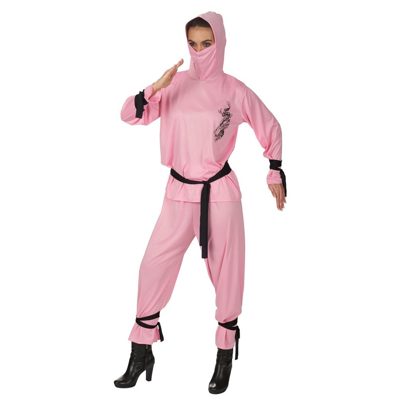Pink ninja lady ladies costume 32-34