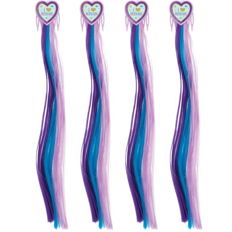 4 mermaid hair extensions clips for children