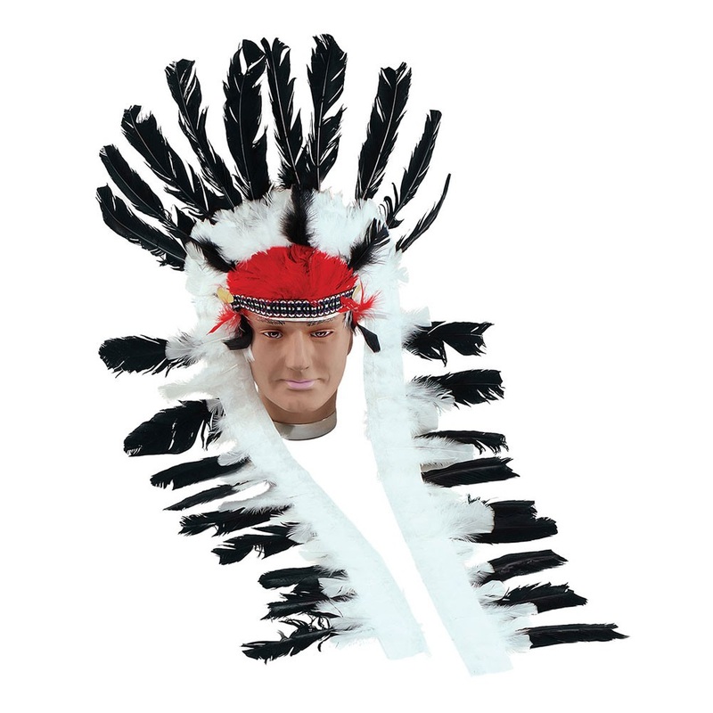 Black and white Indian feather headdress