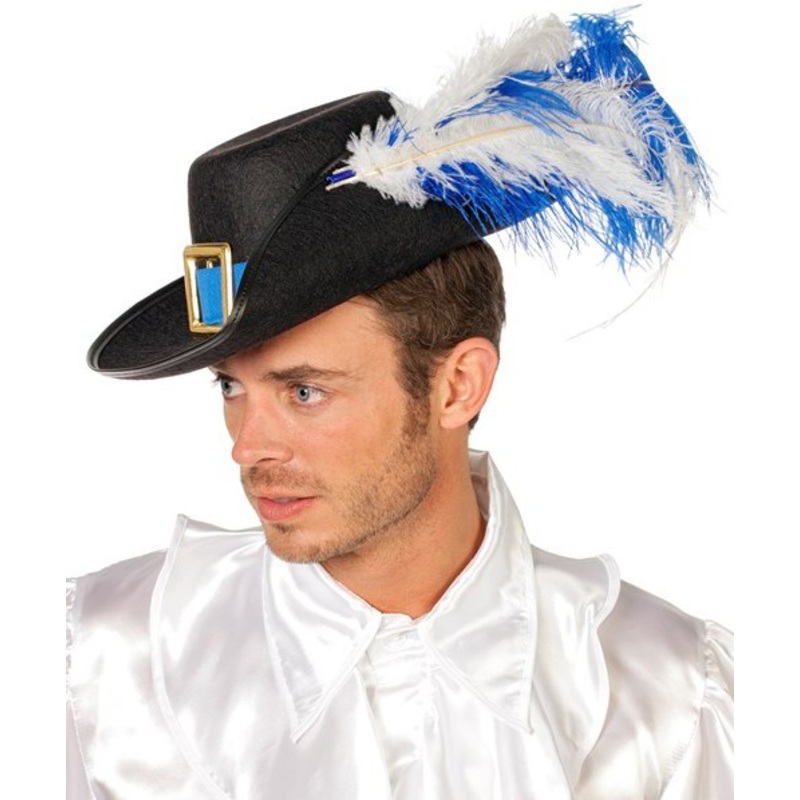 Black-blue musketeer hat with headdress