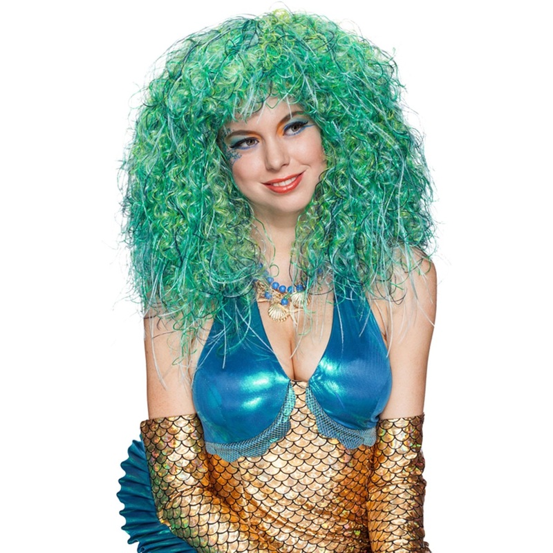 Blue-green mermaid wig