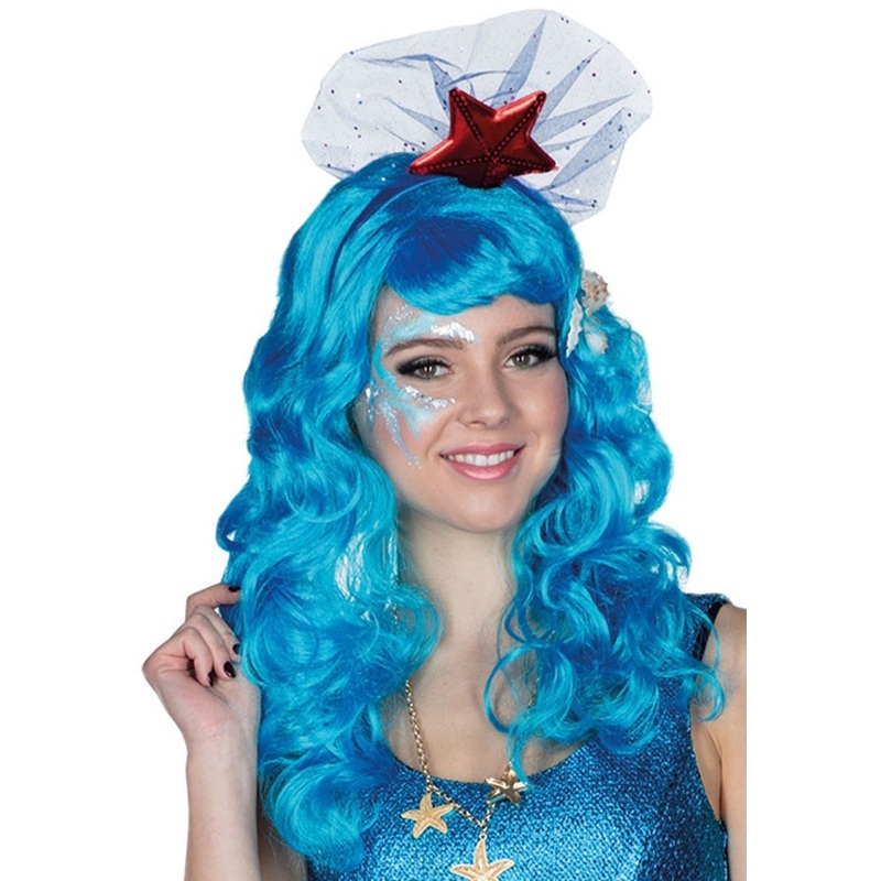 Blue starfish mermaid wig