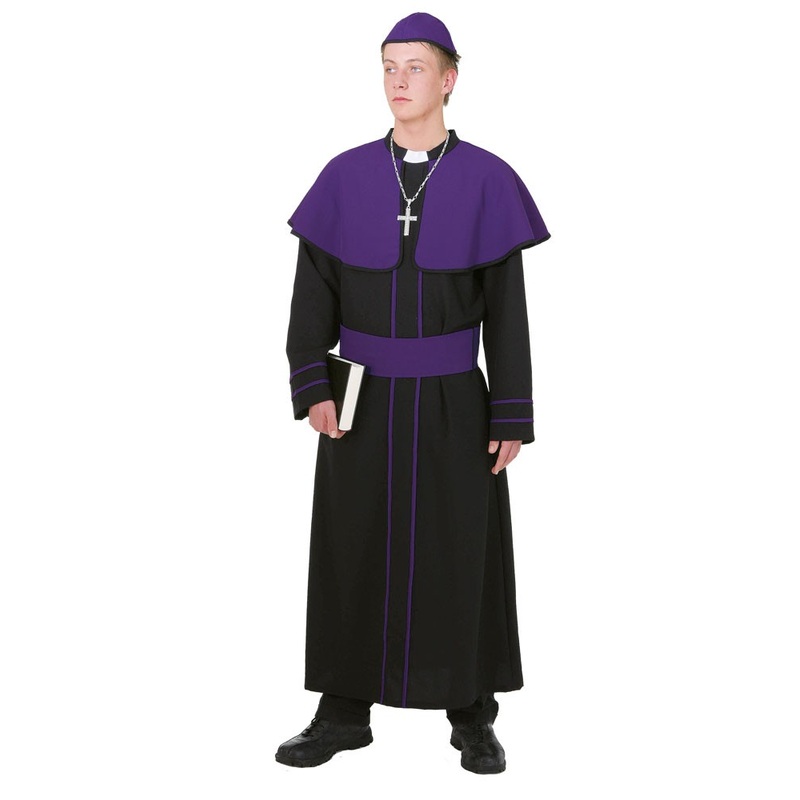 Cardinal bishop costume in black-purple with cap 50-52
