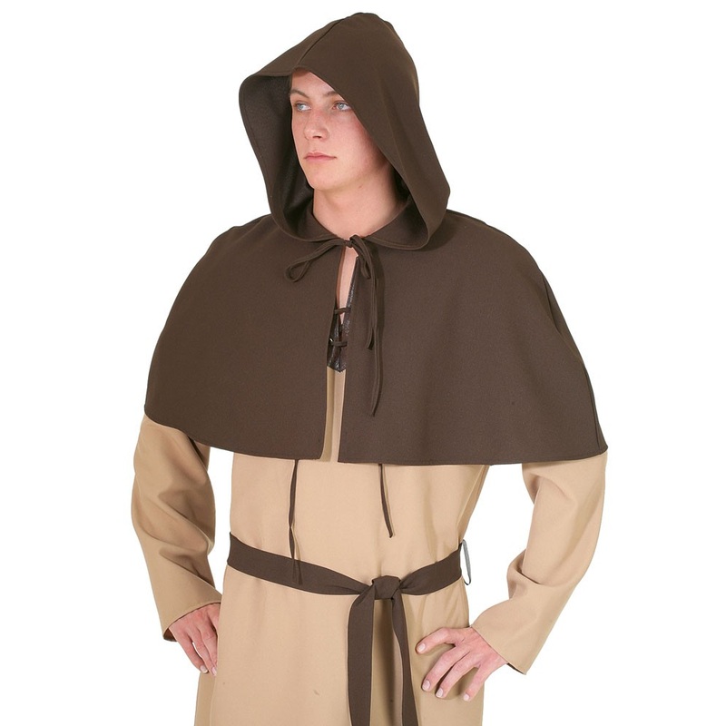 Medieval cowl cape in brown