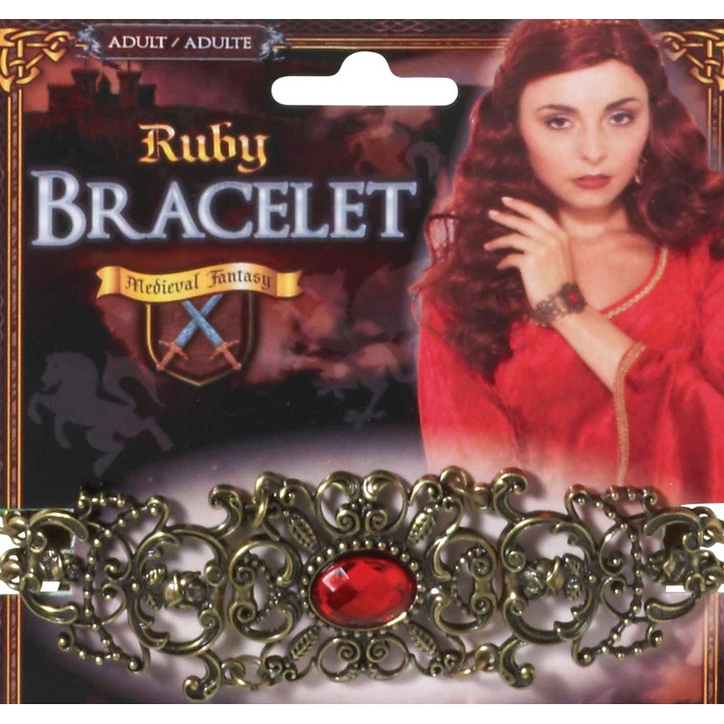 Medieval damsel bracelet with red stone