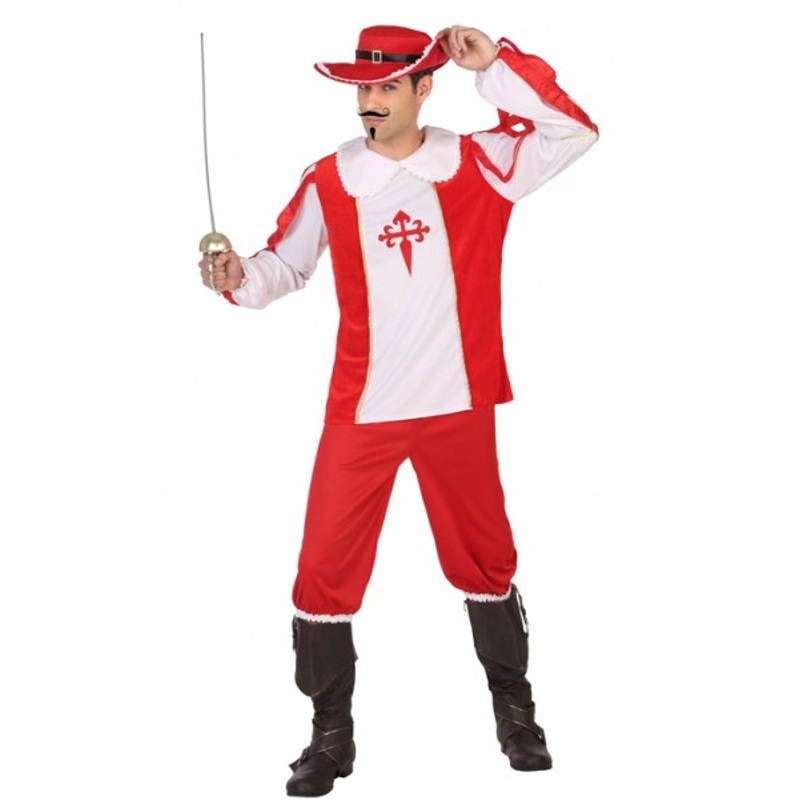 Red musketeer avenger mens costume XS-S