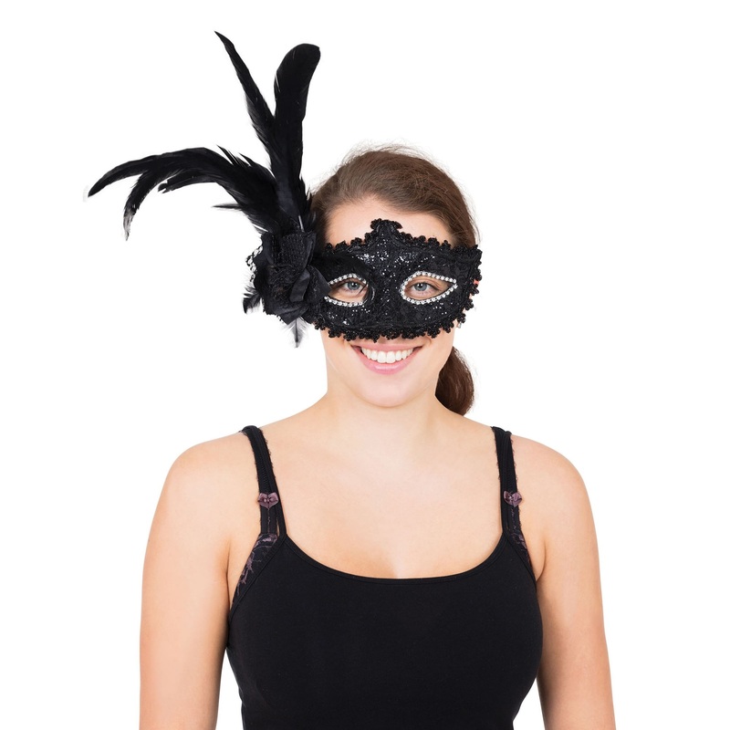 Black lace eye mask with headdress