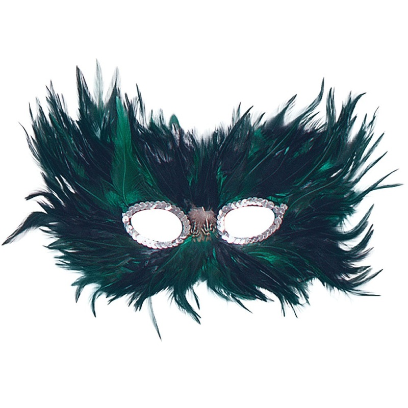 Feather eye mask green