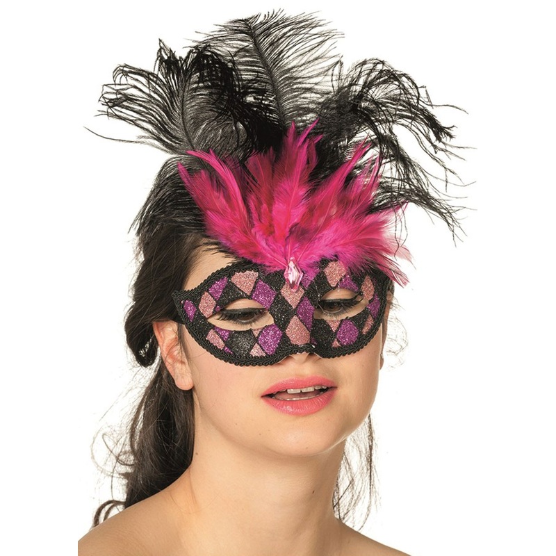 Feathered eye mask diamonds