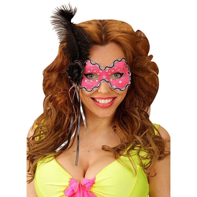 Glamorous Venetian eye mask neon pink