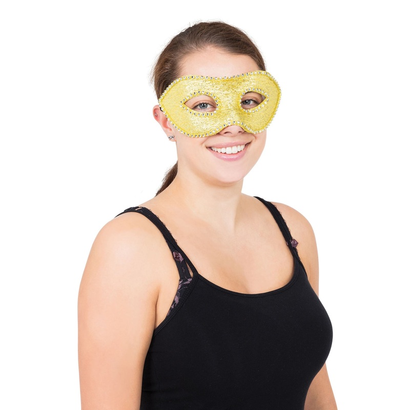Golden eye mask with rhinestone decoration