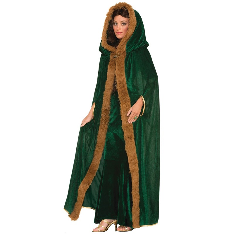 Green Sansah Deluxe cloak with fur