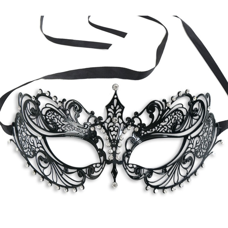 Metal venetian mask with rhinestones