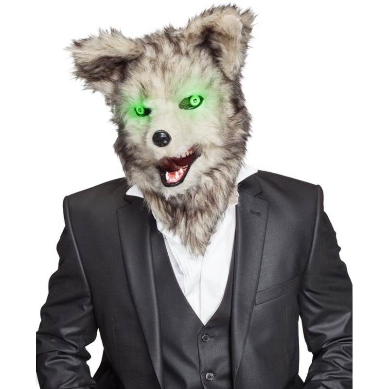 Movable wolf mask with luminous eyes