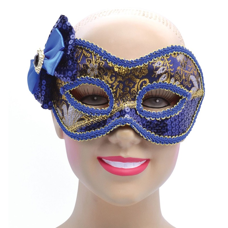 Noble sequin mask blue-gold