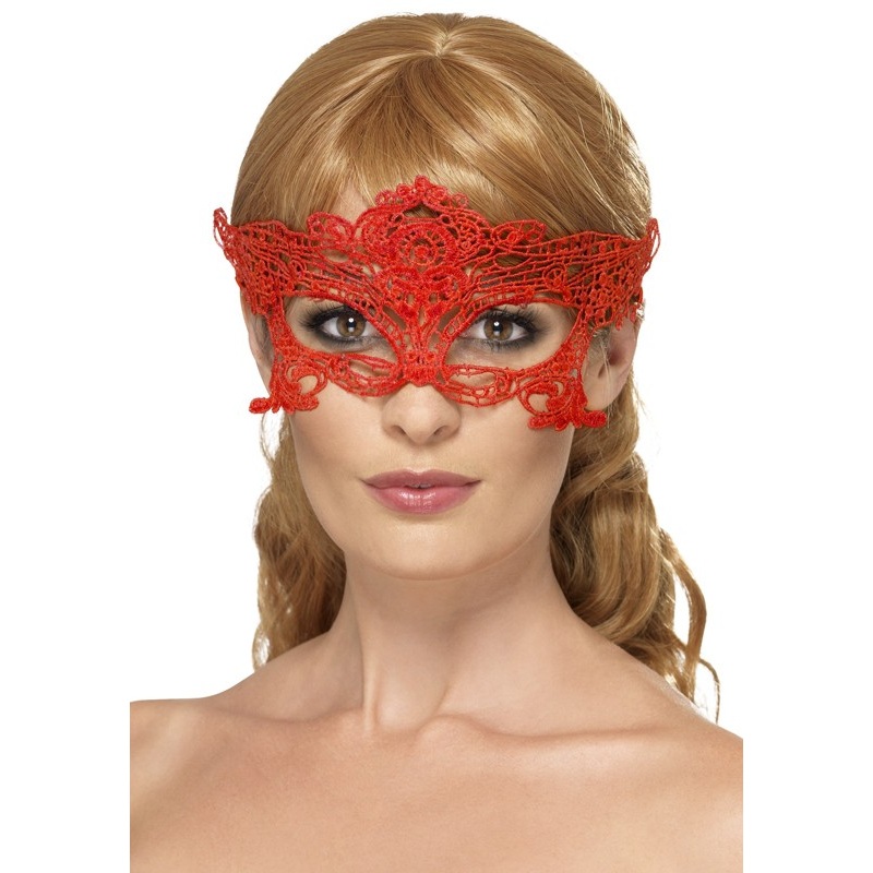 Red Dekora eye mask with lace
