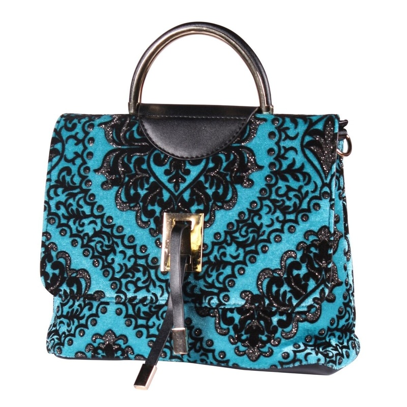 Stylish handbag Ariana turquoise-black