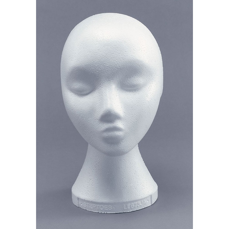 Styrofoam women's wig head