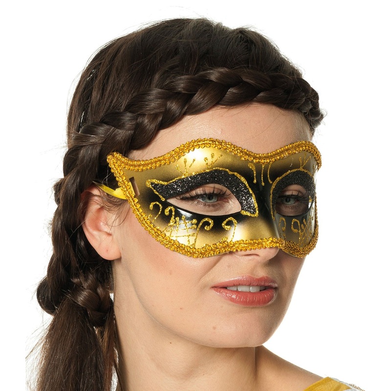 Venetian glitter mask in gold-black