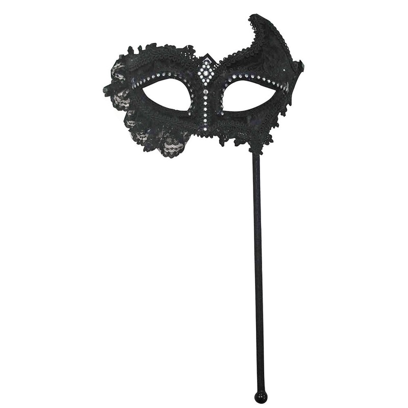 Venetian mask with holding rod