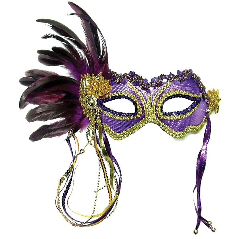 Venice mask with violet feather