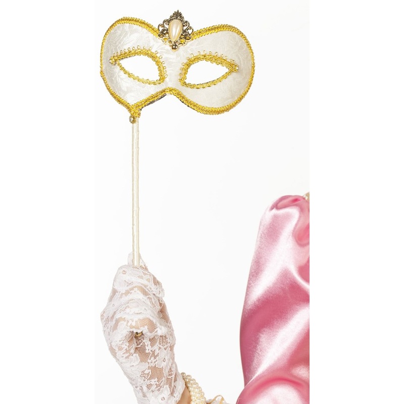 White-gold baroque eye mask