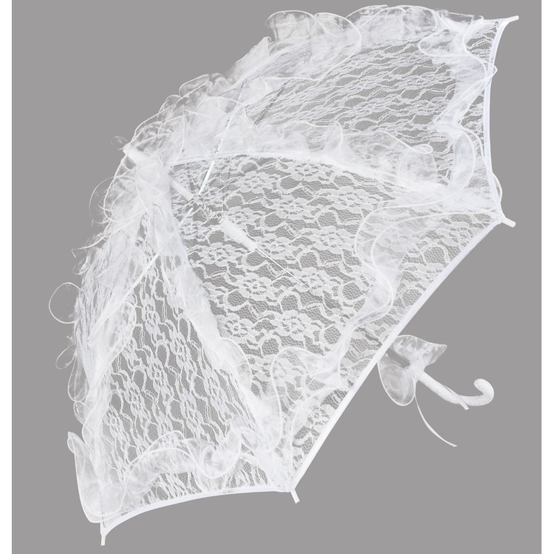 White ruffle tip umbrella 85 cm