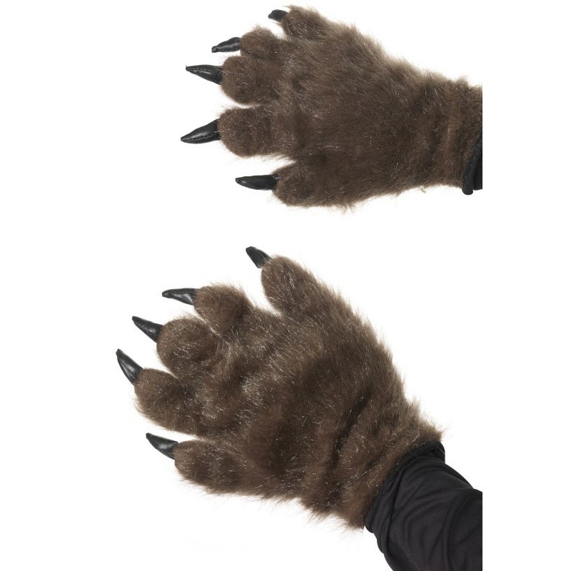 Furry Werewolf Claw Gloves Brown