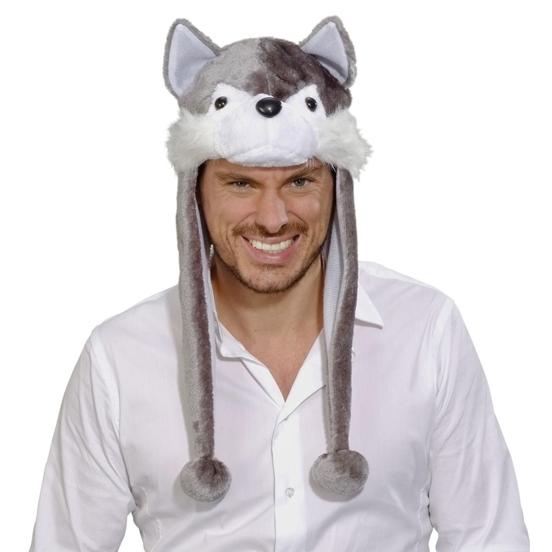 Wolf hat with long pompons