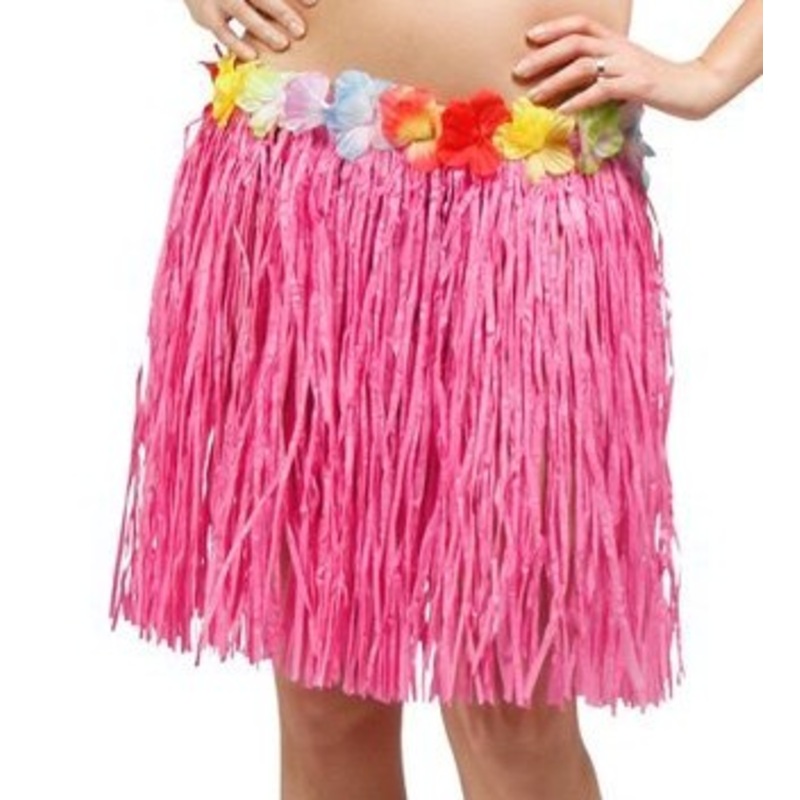Hawaii skirt pink fringes 45cm