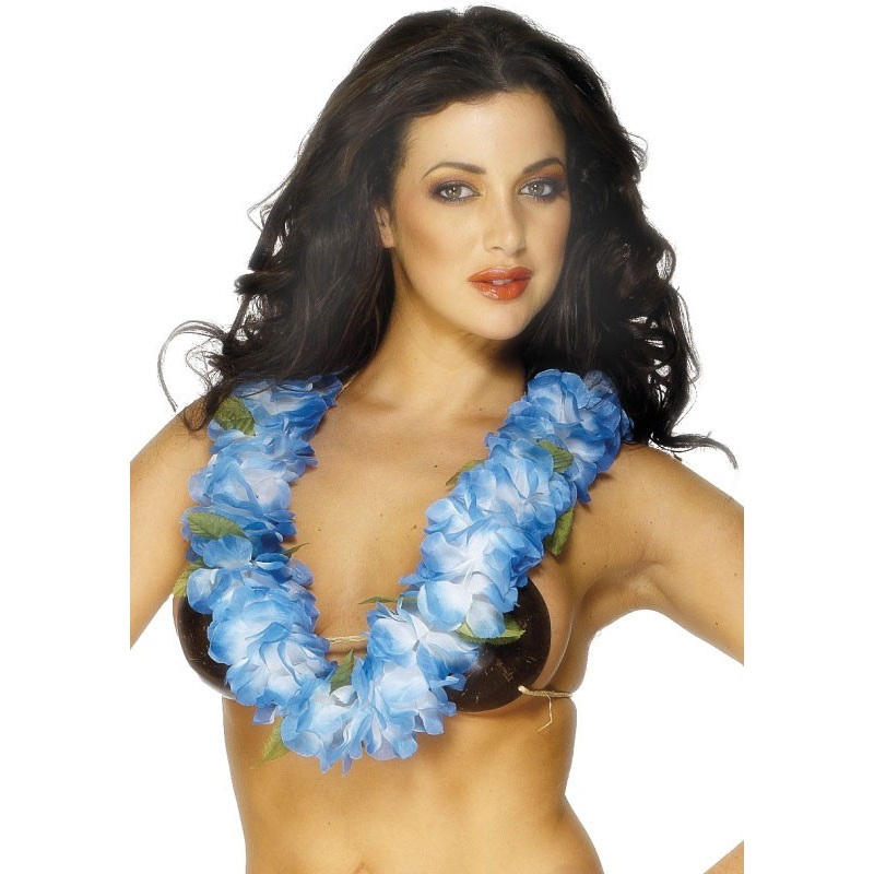 Hawaiian necklace blue and white