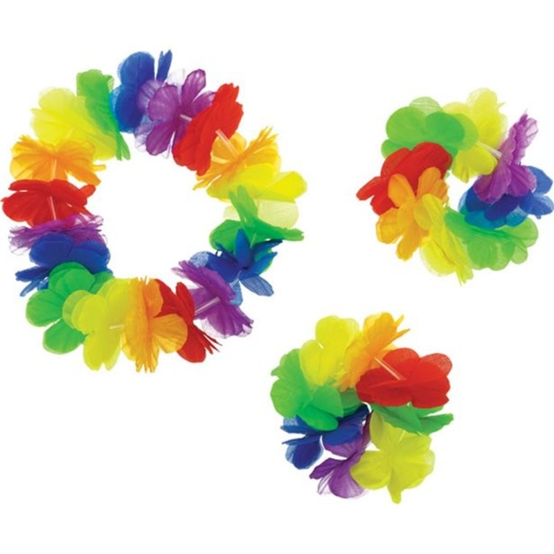 Rainbow Hawaiian Necklace Set
