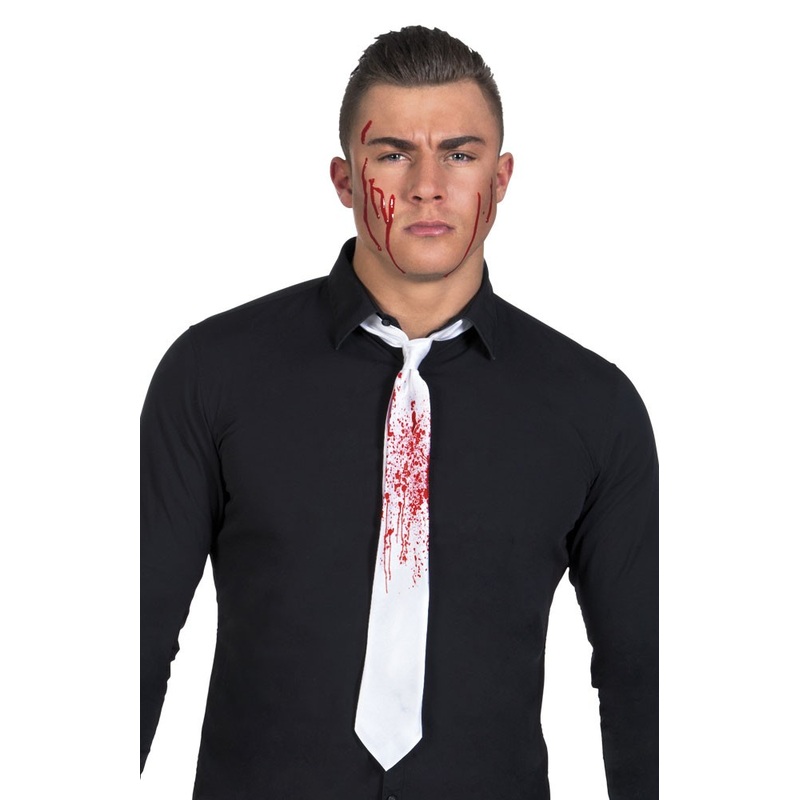 White tie with blood splatters