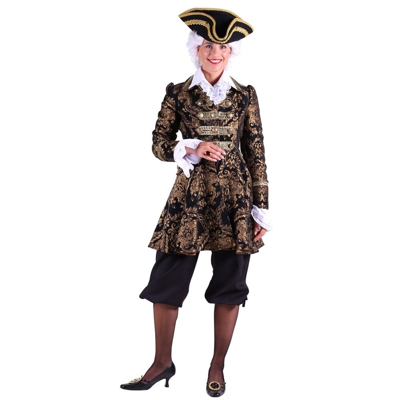 Black and gold rococo guard coat for women XS
