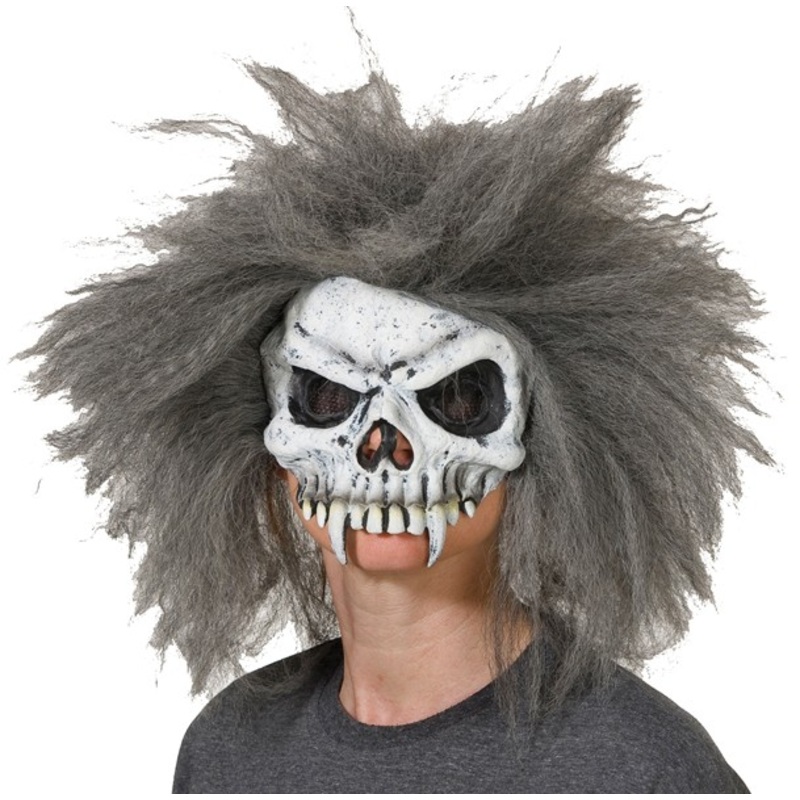 Gray-haired skull mask