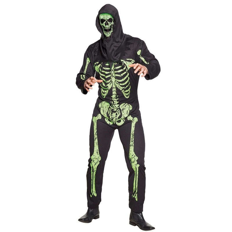 Neon green skeleton jumpsuit for men