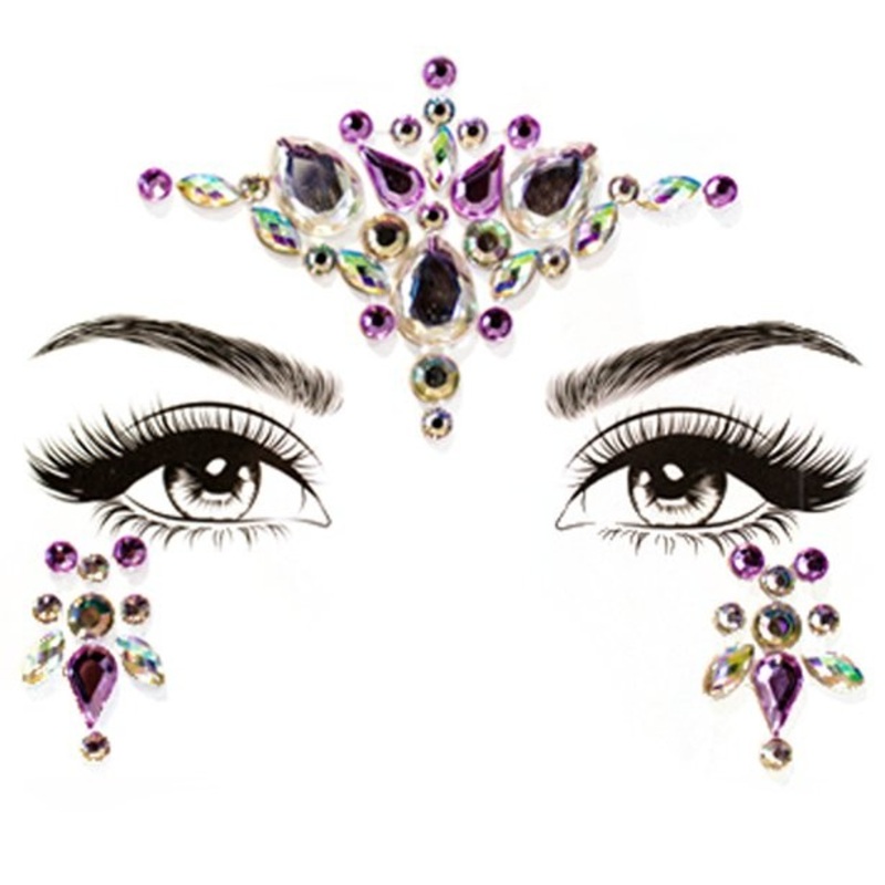 Face diamonds purple self-adhesive