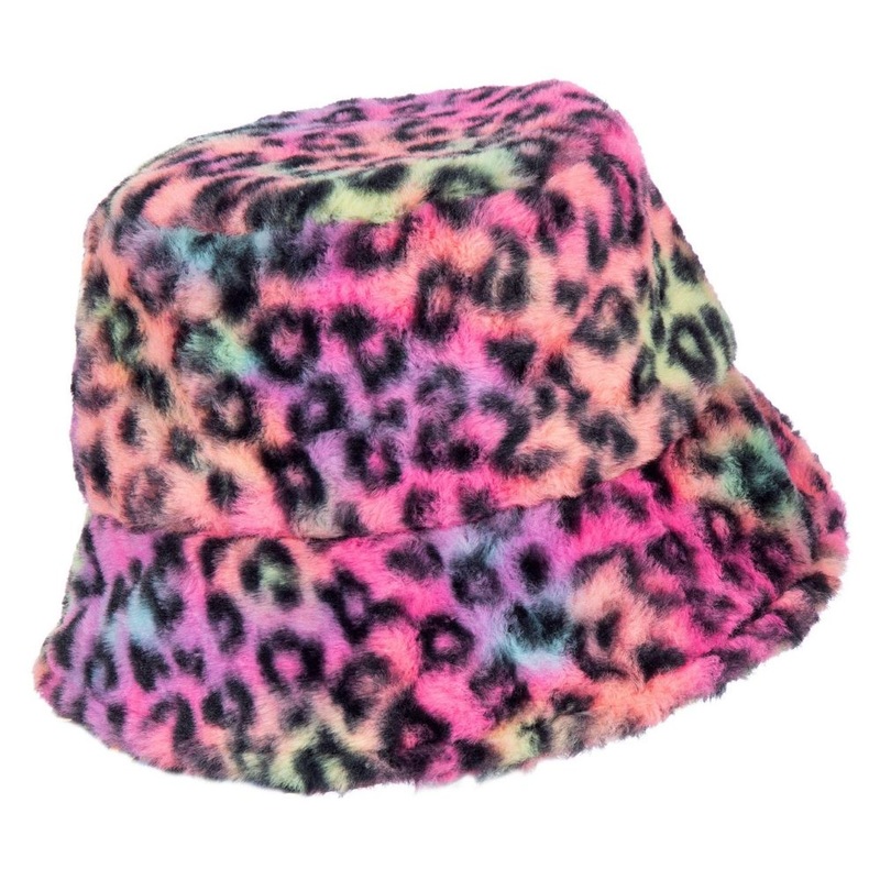 Fluffy Panther Fisherman Hat Neon Pink