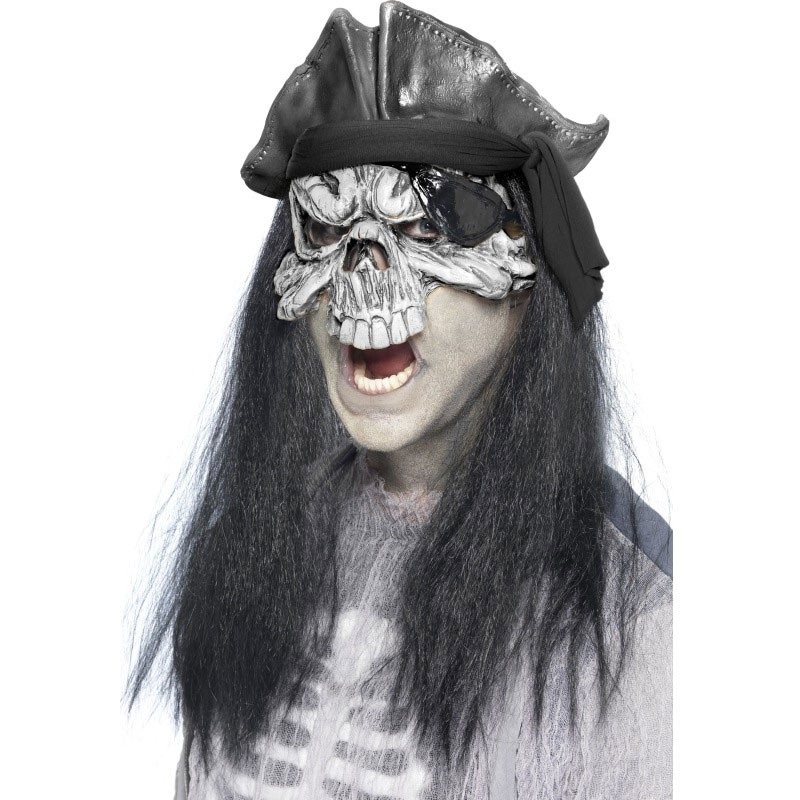 Halloween ghost mask skull with hair