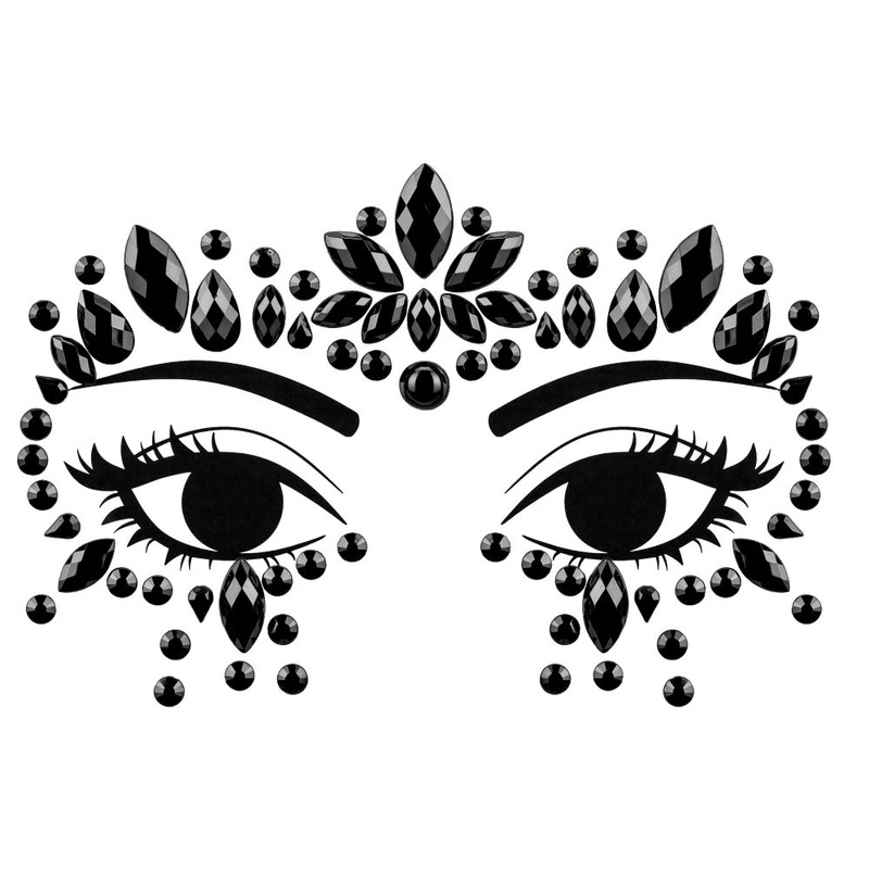Set of Black Temporary Face Crystals