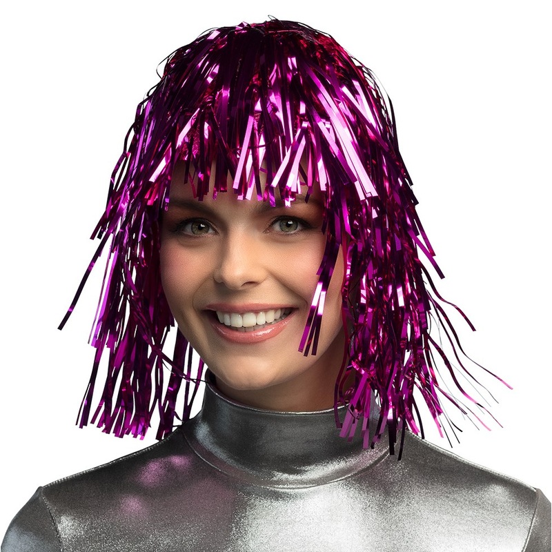 Tinsel ladies wig Pink Star