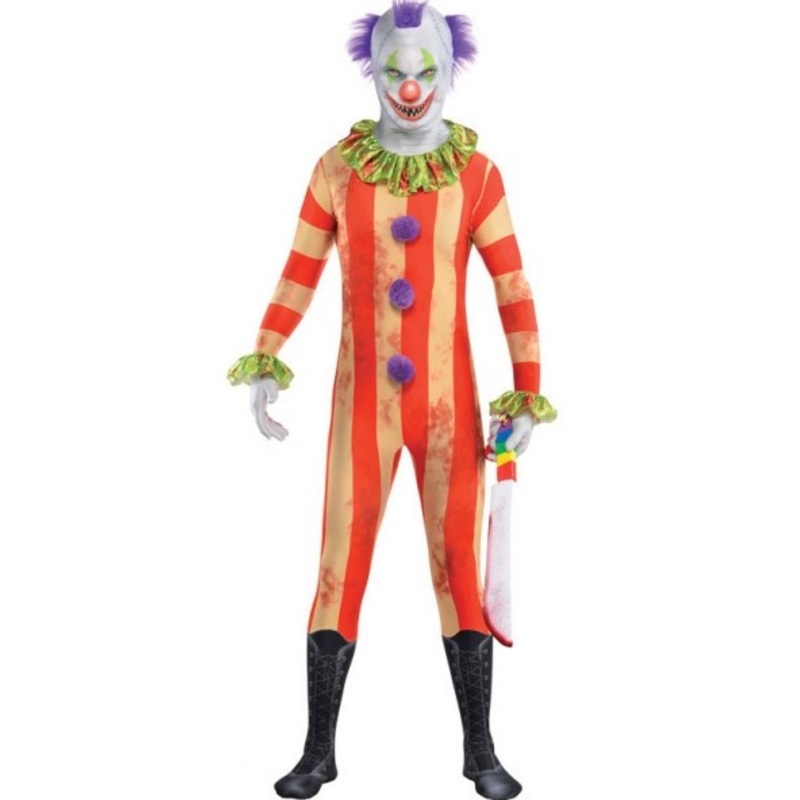 Colorful horror clown morphsuit for men M