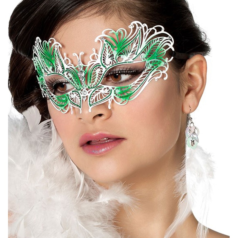 Delicate butterfly metal mask green