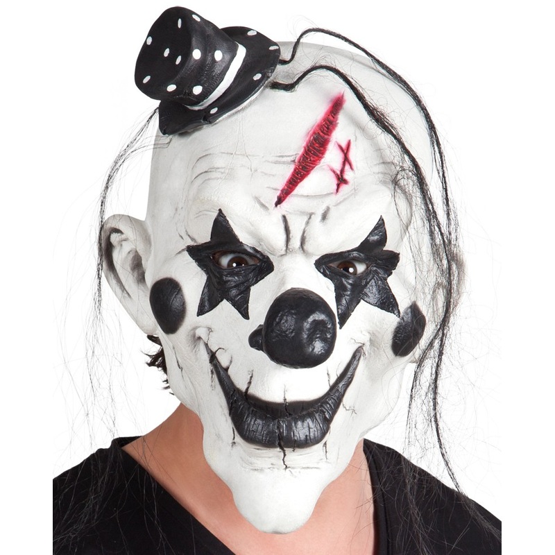 Horroclown with hat latex mask