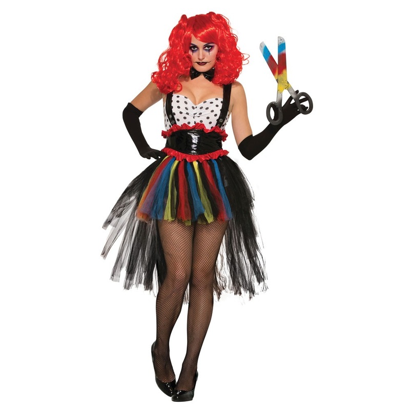 Horror clown dress scary circus ladies costume