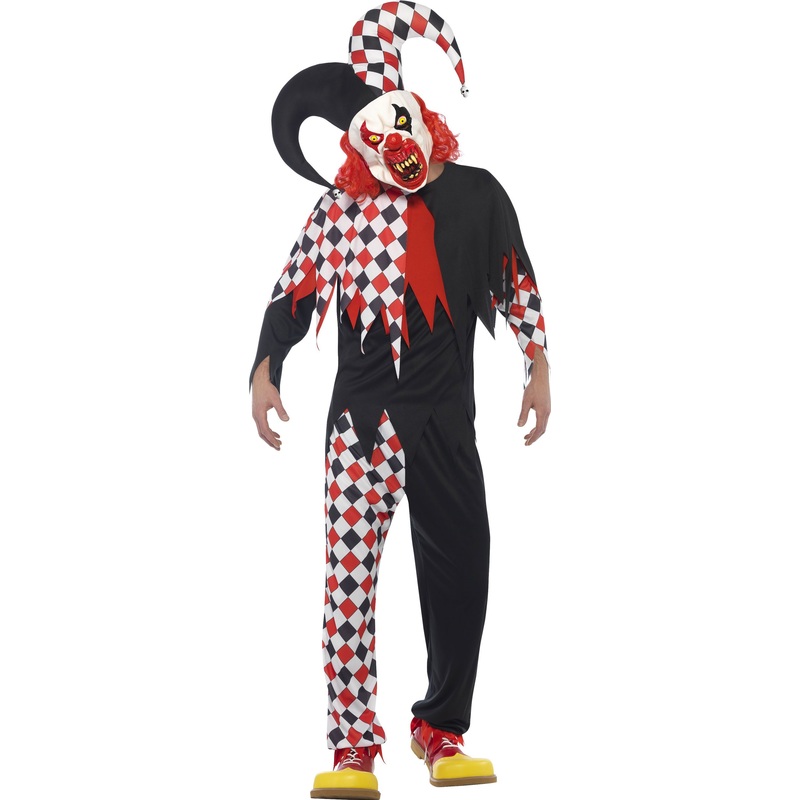 Horror clown harlequin jester men's costume M
