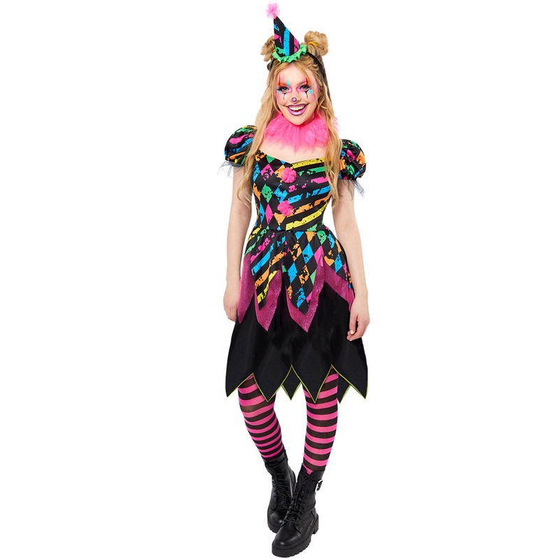 Neon horror clown costume for women 34-36