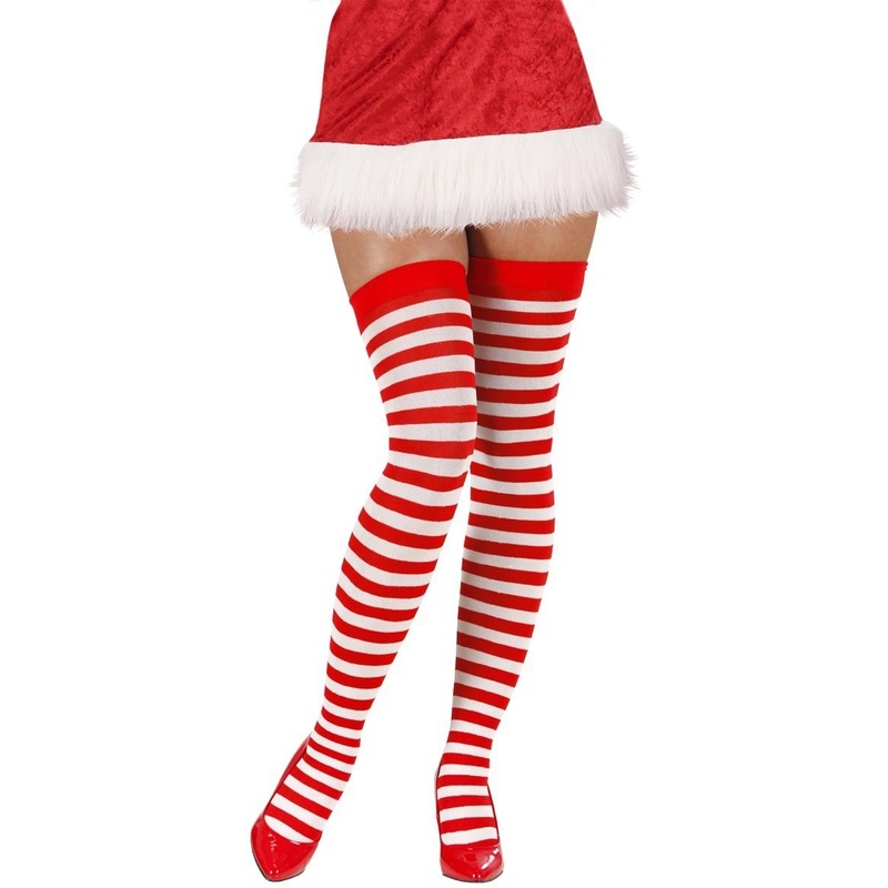 Striped Windy Overknees In Red And White