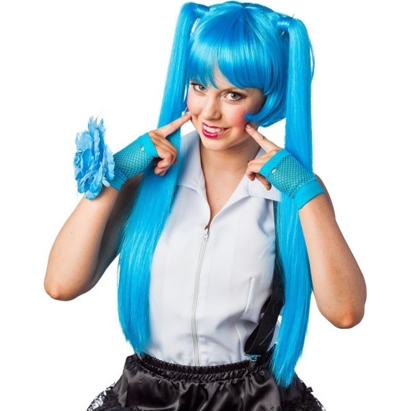 Sweet manga wig in turquoise