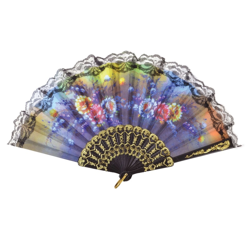 Colorful floral fan with lace